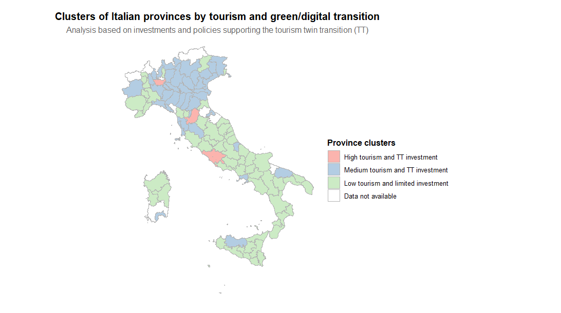 Clusters of Italian provinces by tourism and green/digital transitions